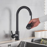 Black Pull Out Kitchen Faucet Silver Single Handle Nickel Kitchen