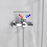 ULGKSD Chrome Plated Bathtub Faucet Set Waterfall Spout Solid Brass