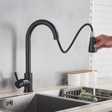 Black Pull Out Kitchen Faucet Silver Single Handle Nickel Kitchen