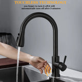 Smart Touchless Kitchen Faucet Brushed Poll Out Infrared Sensor Faucets