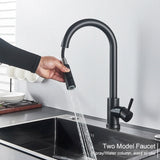 Black Kitchen Faucet Two Function Single Handle Pull Out Mixer Hot