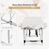 Portable Massage Table 84inch, Folding Lash Bed Aluminium Frame, Height