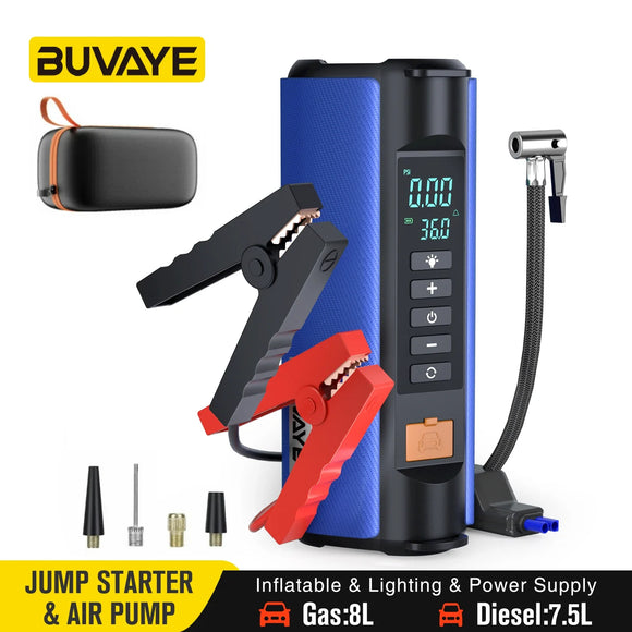 BUWEI Portable Car Jump Starter Air Compressor Multifunctional Emergency Power and Air Pump