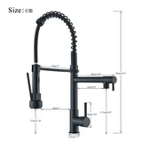 Black Pull Down Kitchen Sink Faucet Hot Cold Water Mixer Crane Tap with Dual Spout 360