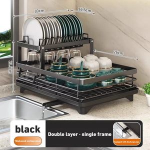 2 Tier Dish Bowl Drainer Storage Rack Kitchen Dish Drying Rack