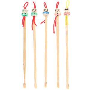 Ear Curette 5Pcs Bamboo Ear Cleaning Spoon Chinese Doll Head Earwax