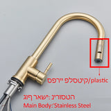 Quyanre Brushed Gold Kitchen Faucet Pull Out Kitchen Sink Water Tap Single