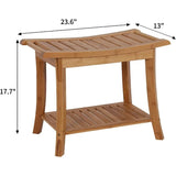 Bamboo Wooden Shower Bench Seat Bathroom Shower Chair with Storage