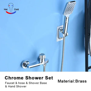 Gray Waterfall Bathtub Faucet With Hand Shower Brass