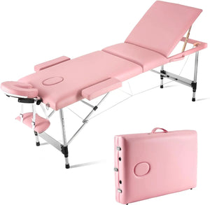 Massage Table 3 Fold 23.6" Wide, Height Adjustable Aluminum Massage Bed with Headrest