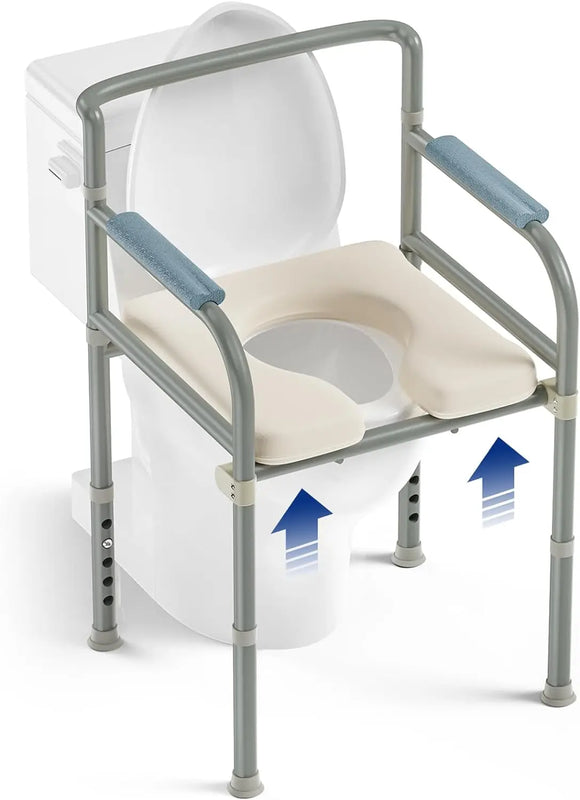 Raised Toilet Seat with Handles - Cozy Padded Toilet Seat Risers for Seniors