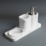 Bathroom Accessory Marble Look Includes Lotion Dispenser Soap Pump Tumbler Saop