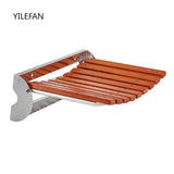 Folding Teak Shower Seat Bench Wall Mounted Space Saving