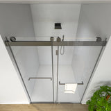 Sliding Frameless Shower Door Matte Black Clear Glass