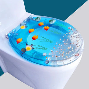 Toilet Seat Lid Household Transparent Resin Thicken Slow-Close Toilet Seats Cover