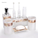 Household Bathroom Accessories Set Shell Pattern Resin Tools Soap Dish Toothbrush Holders