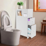 Bathroom Floor Cabinet Storage Organizer Narrow Cupboard Toilet Organizer W/ Wheels New