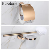 Glossy Rose Gold Bathroom Accessories 304 Stainless Steel Towel Rack Toilet Roll Paper