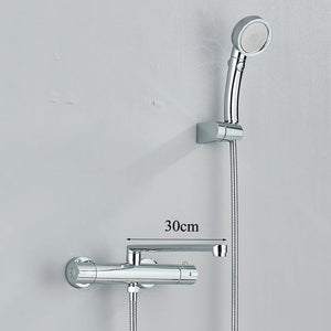 Black/Chrome Thermostatic Bathtub Faucet Set Wall Mounted Bathroom Shower Mixer