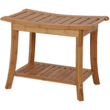 Bamboo Wooden Shower Bench Seat Bathroom Shower Chair with Storage