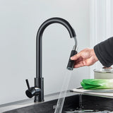 Black Kitchen Faucet Two Function Single Handle Pull Out Mixer  Hot and Cold Water