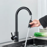 Black Kitchen Faucet Two Function Single Handle Pull Out Mixer  Hot and Cold Water