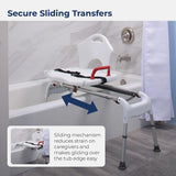 Adjustable height sliding bathtub transfer bench shower chair