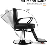 Artist Hand Barber Chair for Salon, Adjustable Height and Reclining