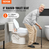 VEVOR Raised Toilet Seat 5inch Height Raised 300 lbs Screw Rod Locking for Elderly Handicap