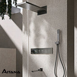 Luxury brass shower system with ceiling design, cold and hot