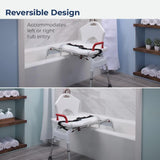 Adjustable height sliding bathtub transfer bench shower chair