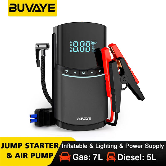 4 in 1 Car Jump Starter Air Pump 150PSI 12000mAh Peak Current 2000A Car Battery Booster w/Carrying Bag