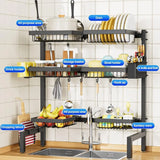 2-Tier 4 Baskets］Over The Sink Dish Drying Rack, 24.8"-35.4", Large Sink Rack