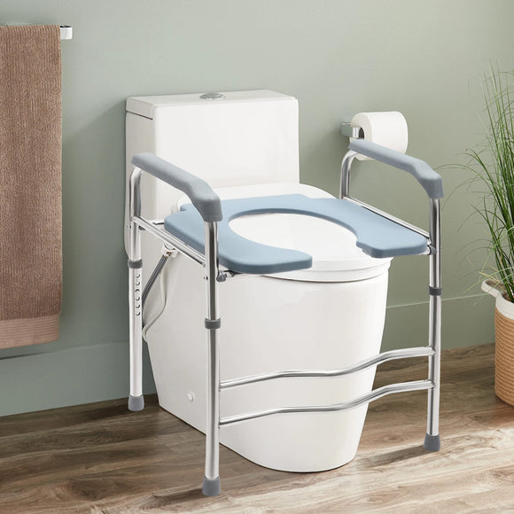 Support Toilet Large Space Raised Toilet Seat Great Safety with Non-Slip Feet Chair