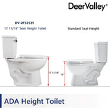 Two-Piece Elongated Toilet ADA 17.9”High Toilet for Bathrooms Comfortable,