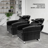 Salon Shampoo Bowl and Chair, Shampoo Chair Extra Wide Seat & Porcelain Hair Washing