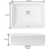 Rectangular Vessel Sink 21"x16"x6" White Bathroom Sink Countertop