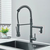 Black Pull Down Kitchen Sink Faucet Hot Cold Water Mixer Crane Tap with Dual Spout 360