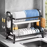 2-Tier Dish Drying Rack Compact Kitchen Dish Rack Drainboard Set Large Rust-Proof Dish Drainer