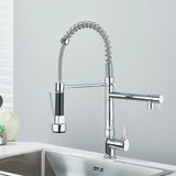 Black Pull Down Kitchen Sink Faucet Hot Cold Water Mixer Crane Tap with Dual Spout 360