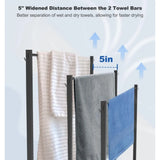 Free Standing Towel Rack with Metal Storage Shelf & 6 Hooks for Bathroom