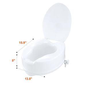 VEVOR Raised Toilet Seat 5inch Height Raised 300 lbs Screw Rod Locking for Elderly Handicap