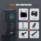 Portable 6 In 1 Car Jump Starter Power Bank w/Air Compressor For Cars, Trucks, & SUVs.