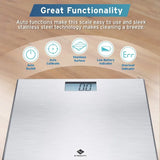 l Body Weight Bathroom Scale Step-On Technology Large Blue LCD Backlight Display