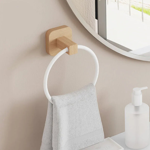 Wooden Toilet Towel Rack Wall-mounted Self-adhesive Paper Holder Roll