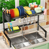 2-Tier 4 Baskets］Over The Sink Dish Drying Rack, 24.8"-35.4", Large Sink Rack