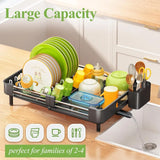 Expandable Dish Rack for Kitchen Counter, Large Dish Drainer, Stainless Steel Drying Dish Rack