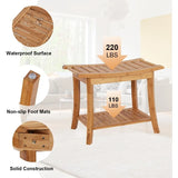 Bamboo Wooden Shower Bench Seat Bathroom Shower Chair with Storage