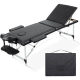 Massage Table 3 Fold 23.6" Wide, Height Adjustable Aluminum Massage Bed with Headrest