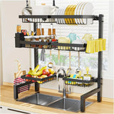 2-Tier 4 Baskets］Over The Sink Dish Drying Rack, 24.8"-35.4", Large Sink Rack